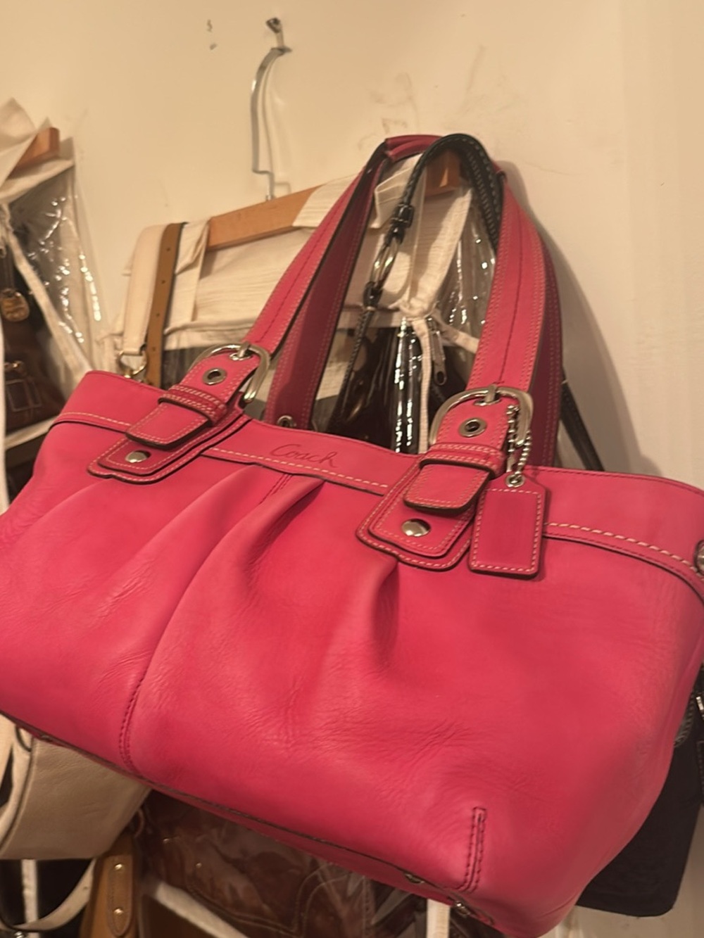Vintage Coach Pink Leather Shoulder Bag